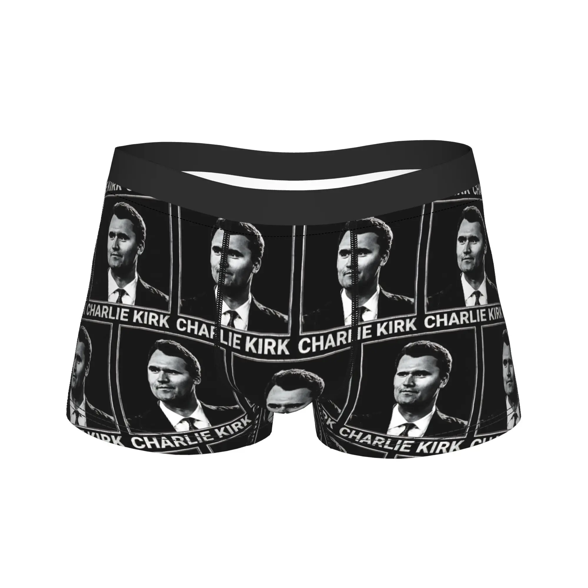 

Charlie Kirk Portrait Underwear Printed Boxer Shorts Quality Male Underpants Breathable Shorts Briefs Gift Idea