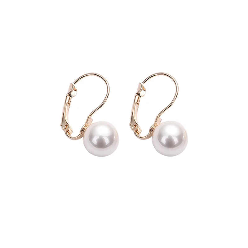 Simple Round White Imitation Pearl Stud Earrings for Women Europe and America Ball Ear Buckle Brincos Jewelry Dropshipping Gift