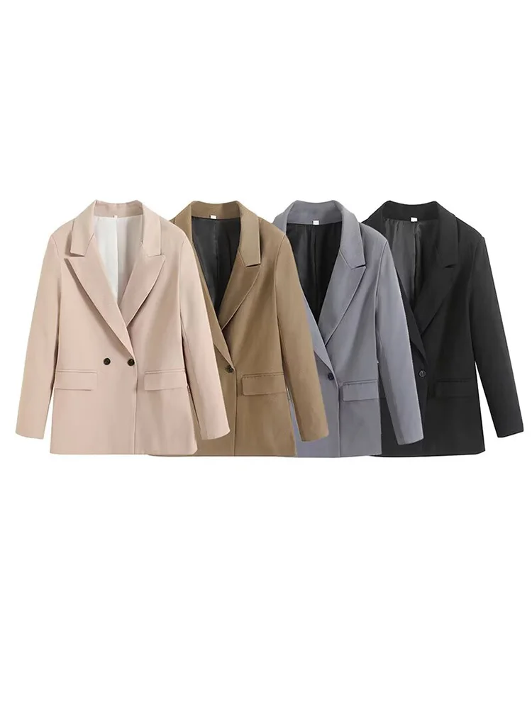 

Women Summer Blazers Coats Suits 2025 Casual Solid Double Breasted Female Elegant Street Blazer Outerwear Clothing