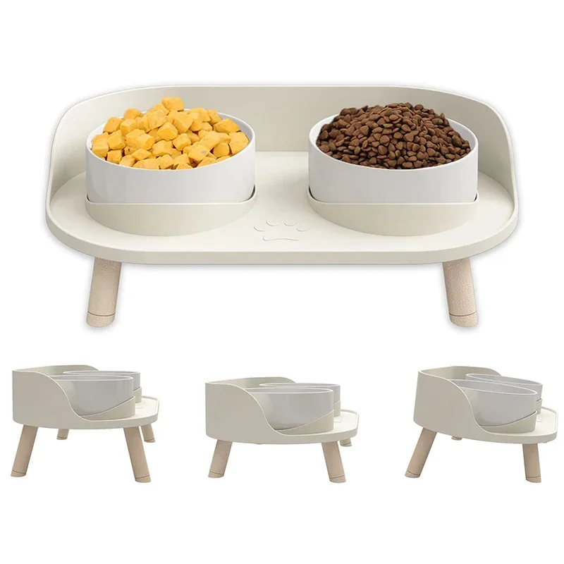 

Innovative Adjustable Height Cat and Dog Bowl Rack. Anti Overflow and Anti Vomiting Design, No Dirty or Messy Food in The Bowl