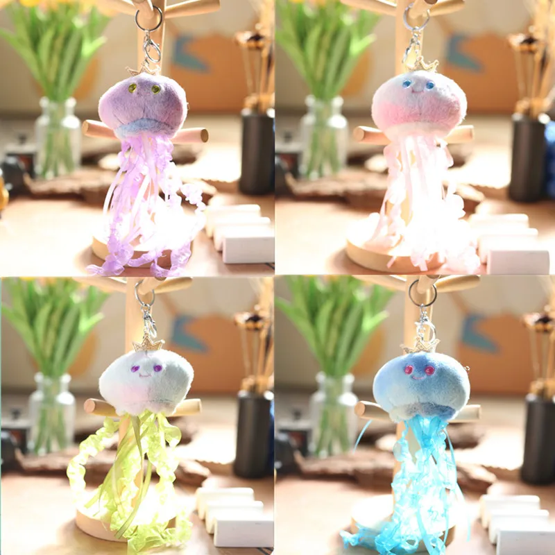 new Internet celebrity same style cute ribbon jellyfish pendant  plush cartoon smile octopus doll  pretty keychain  couple gift