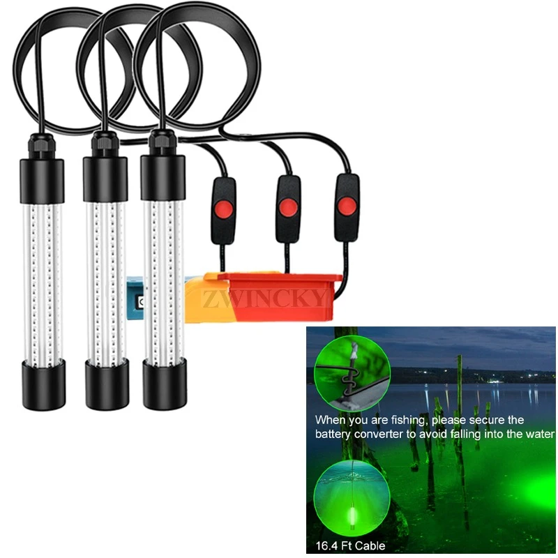

Underwater Fishing Light Fish Attracting For Dewalt/Milwaukee/Makita 18V Battery Adapter Converter for Docks Boats or Kayaks