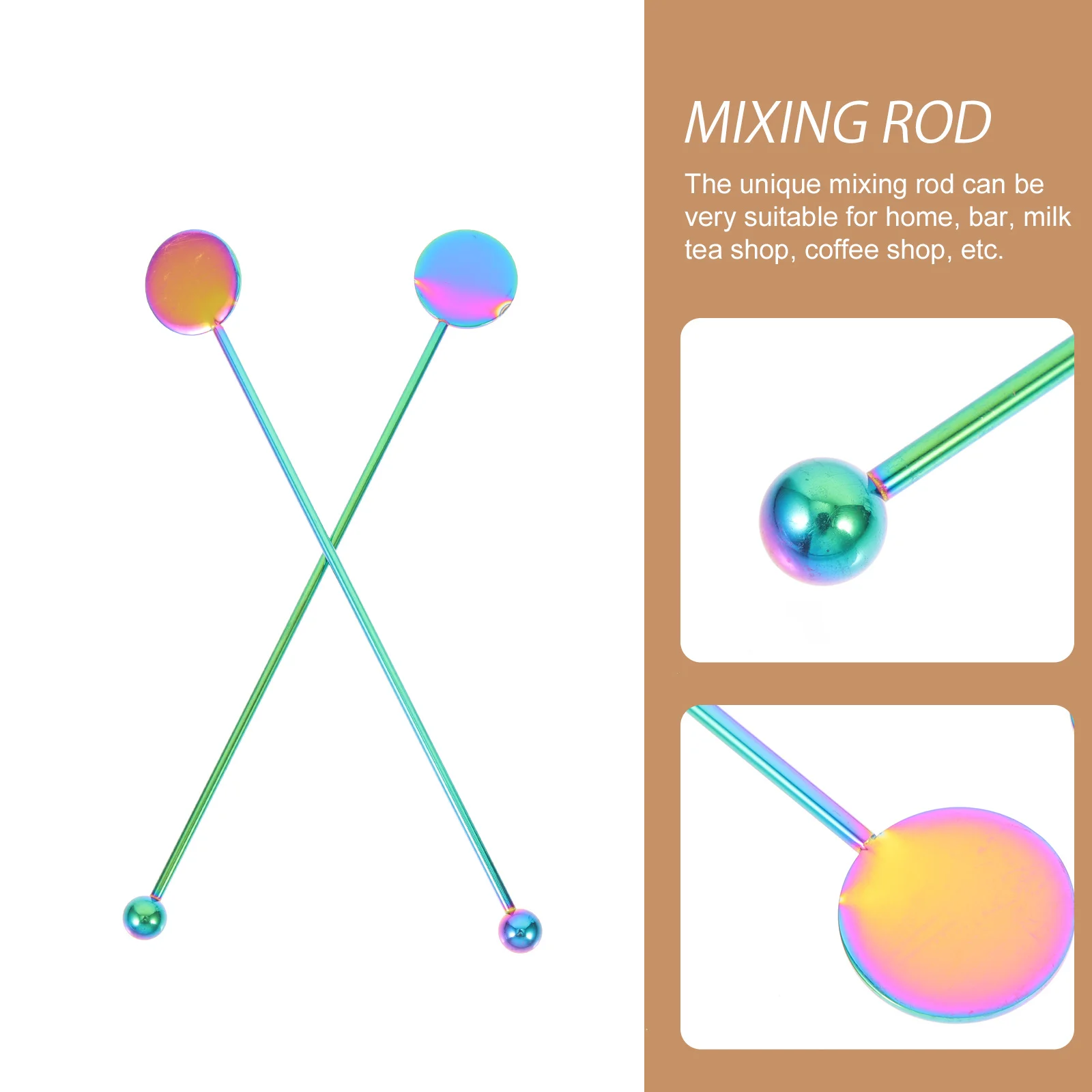 

2Pcs Stainless Steel Cocktail Stirring Sticks Creative Swizzle Rods Mixing Stick Set Suitable for Bar Coffee Juice Beverage