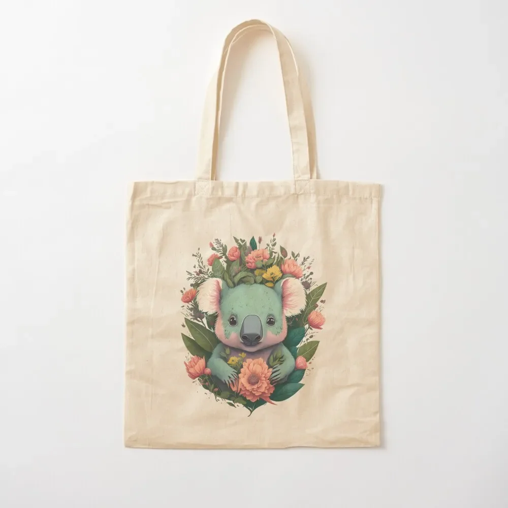 

Floral Serenity: Vintage Cute Koala with Flowers Tote Bag Women's bag eco bag folding