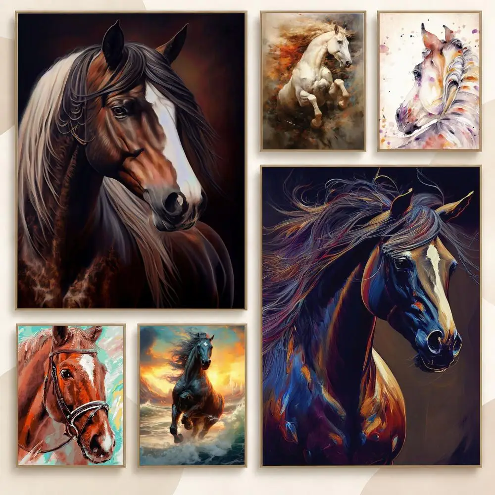 horse Elegant Equine Portrait Rustic Nature Series Poster Contemporary Wall Art Print for Bedroom & Living Room, Unframed