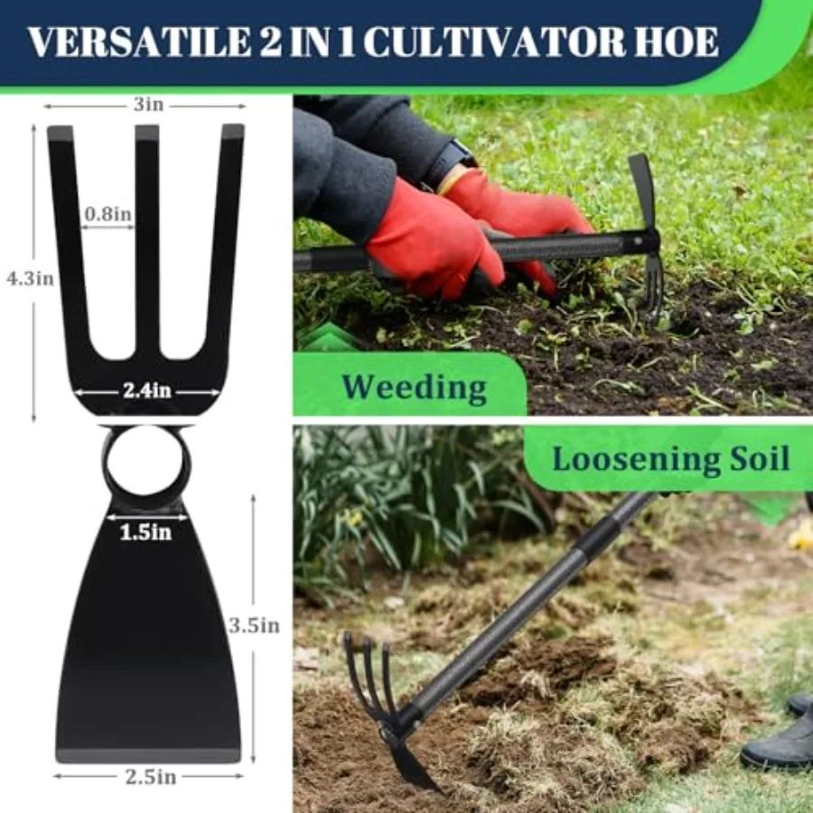 Adjustable Garden Hoe Multi-Purpose Weedg and Diggg Tool with Ergonomic Handle, Length 16