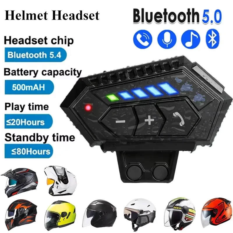 

Гарнитура для мотоциклетного шлема BT12-2X, Bluetooth-гарнитура с голосовым помощником, громкой связью, шумоподавлением и подсветкой