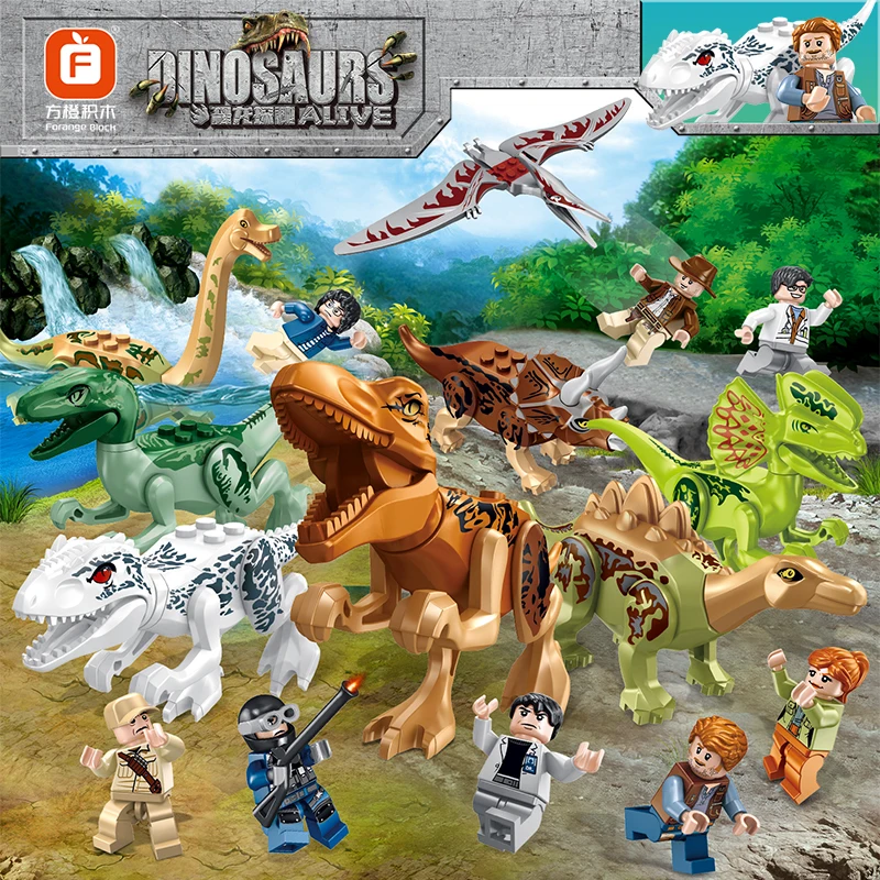 MOC 6PCS Jurassic Dino World Building Blocks Sets Dinosaurs Go Wild Models Bricks DIY Toy Kids Gifts Educational Toys view 2