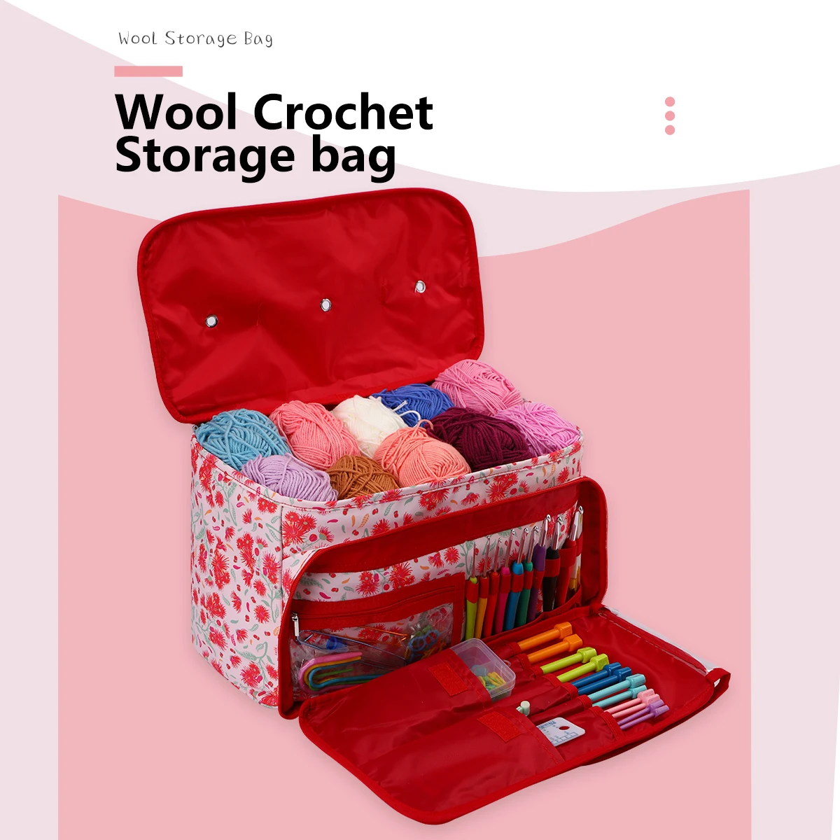 QZLKNIT Hot Sale Yarn Storage Bag with Dandel Waterproof Sewing Accessories Storage Bags Square Knitting Tote Bag Christmas Gift