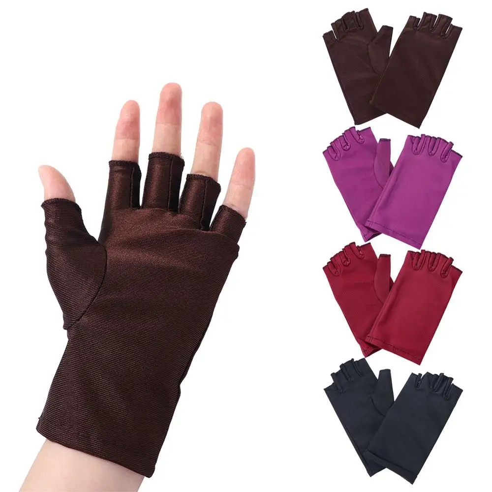 

Summer Anti-UV Gloves Women Men Half Finger Hand Protector Gloves Breathable Thin Sweat Absorption Non-Slip Driving Gloves