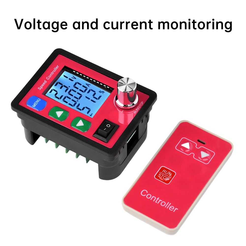 DC6-55V 20A PWM Wireless Remote Control Intelligent DC Brush Motor Speed Controller Voltage and Current Display