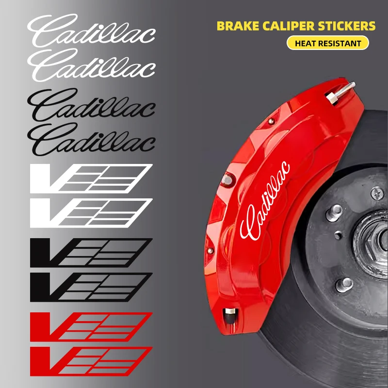 

6PCS Car Brake Caliper Stickers Heat Resistant Decoration PVC Decals For Cadillac Escalade ATS BLS CT4 CTS EXT STS XLR XT4 XT5