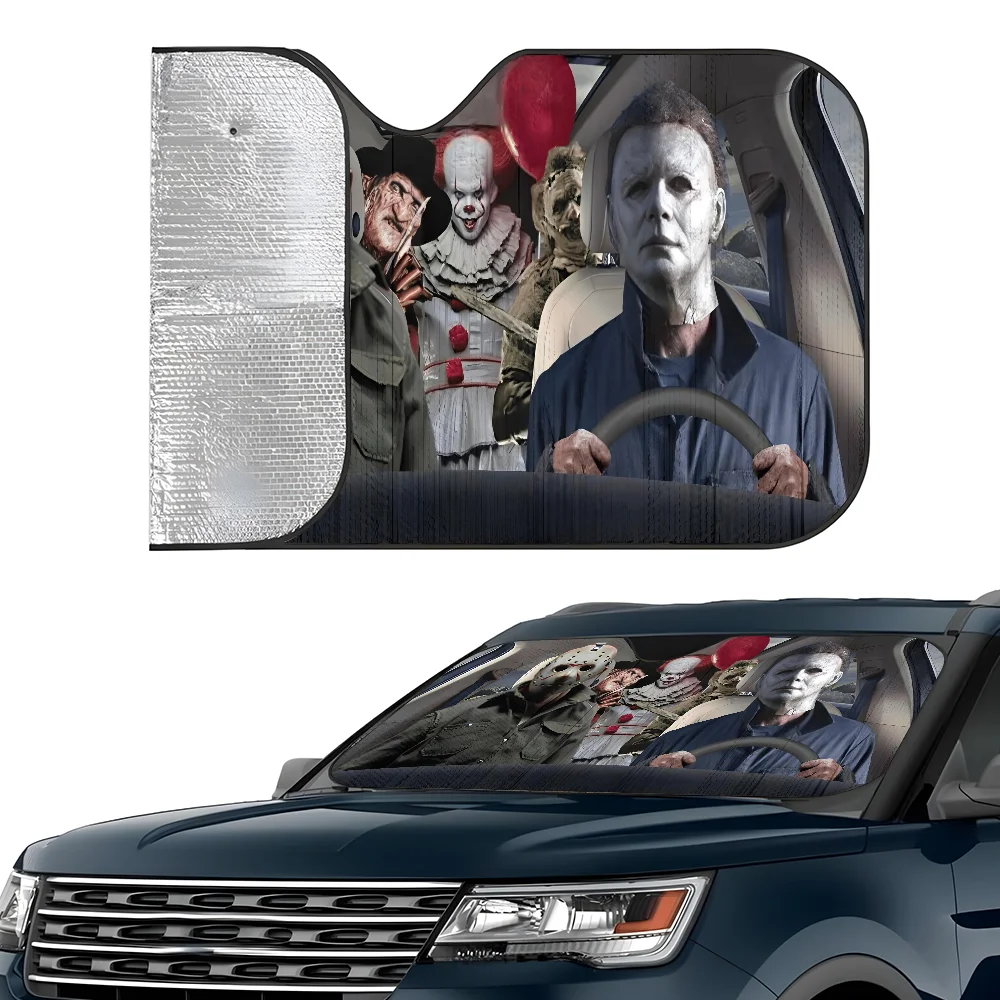 Horror Characters Car SunSha Three-layer Insulation Car Front Windshield Sun Sha Suction Cup Blocks UV Rays Sun