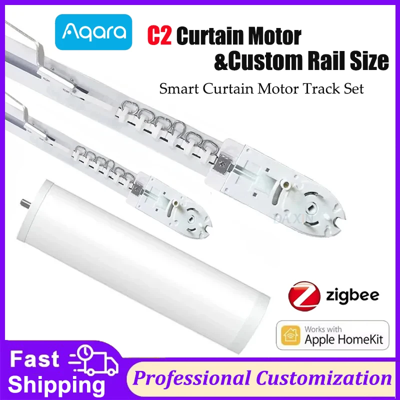 

Aqara Smart Electric Curtain Track Set with C2 Curtain Motor Zigbee 3.0 Super Silent Customizable Private Home Control System