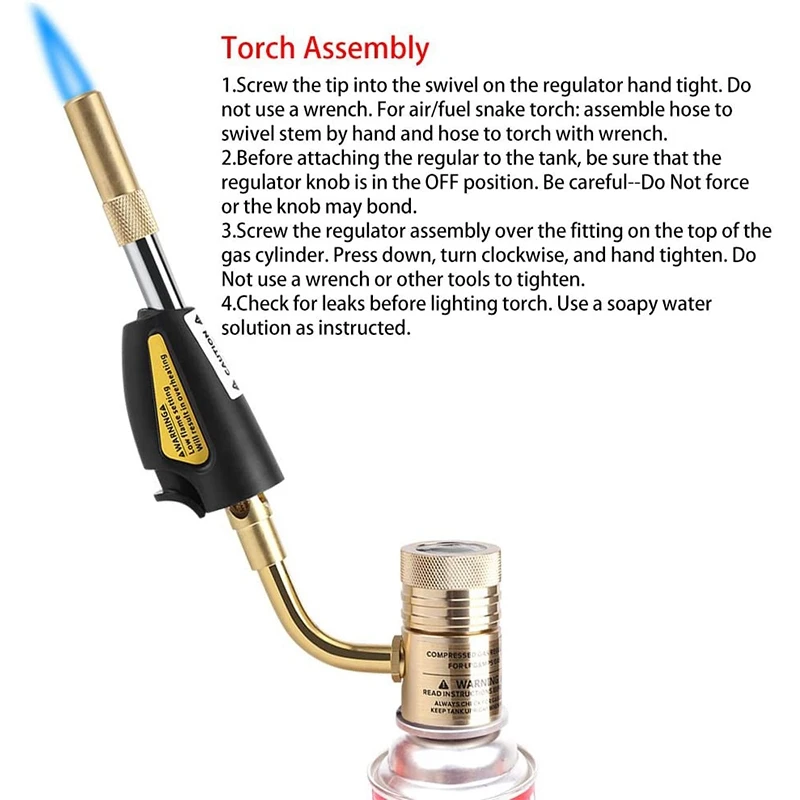 New Turbo Torch Tips Gas Self Ignition Turbo Torch Regulator Brazing Soldering Welding Plumbing Tool Home Accessory