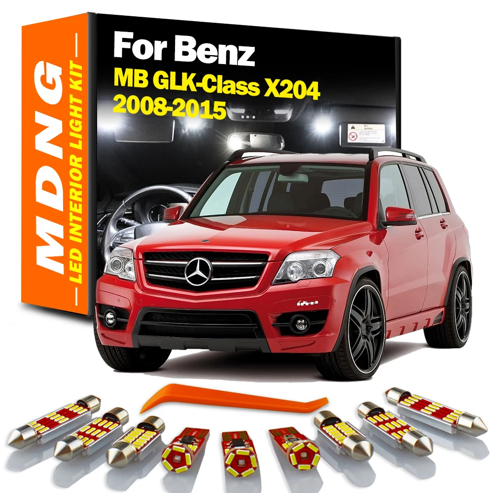 MDNG 18Pcs Canbus LED Interior Map Light Kit dla Mercedes Benz MB GLK-Class X204 GLK220 GLK300 GLK350 2008-2015 Akcesoria samochodowe