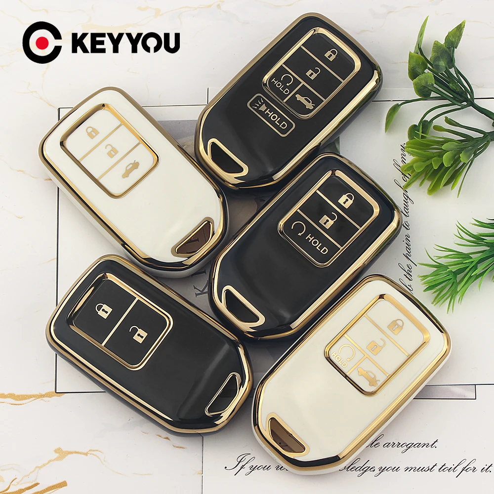 KEYYOU 2/3/4 Buttons TPU Car Key Protected Case For Honda CRV CR-V Fit Civic Accord HR-V HRV City Odyssey XR-V Keyless Fob Cover