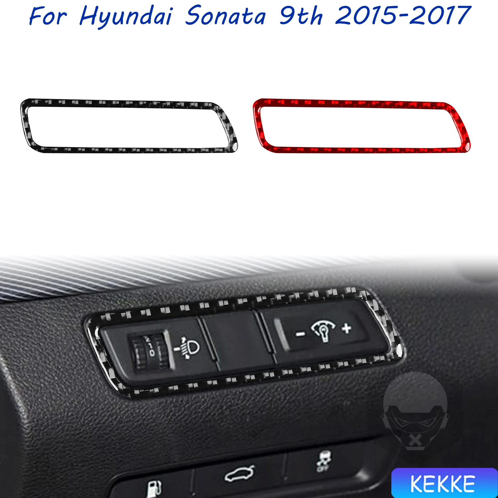 

For Hyundai Sonata 9 2015 2016 2017 Headlight Switch Frame Real Carbon Fiber Sticker Car Interior Accessories