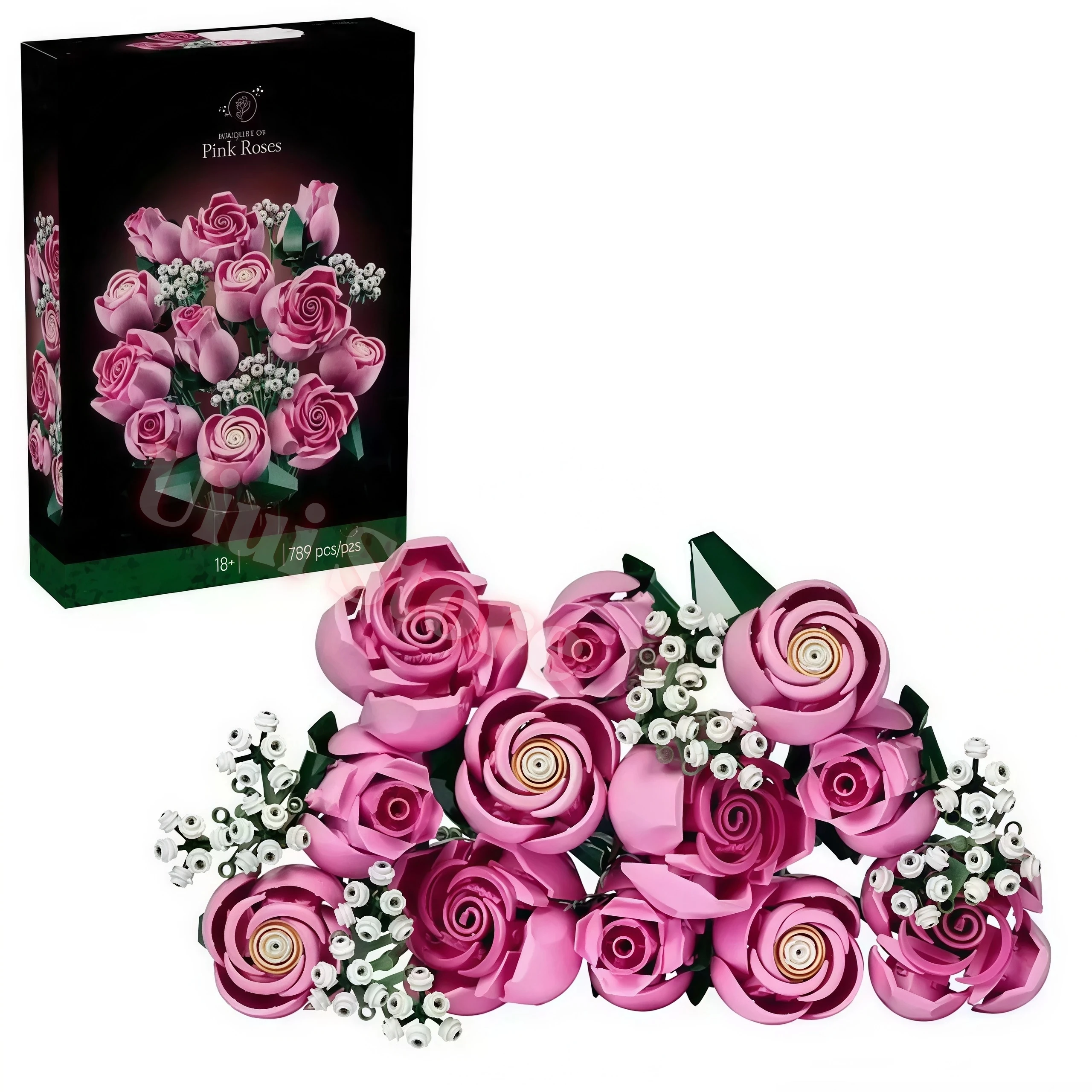 Artificial Flower Bouquet Building Blocks Set DIY Botanical Collection Home Decor Rose Orchid Potted Plant Women Mom Wife Gifts image 3