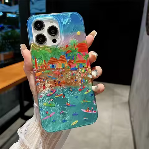 Creative Style Vacation Beach Venice Phone Case For Samsung Galaxy S25 S24 S23 S22 S21 Ultra S20 FE A55 A54 A53 A35 A34 Cover