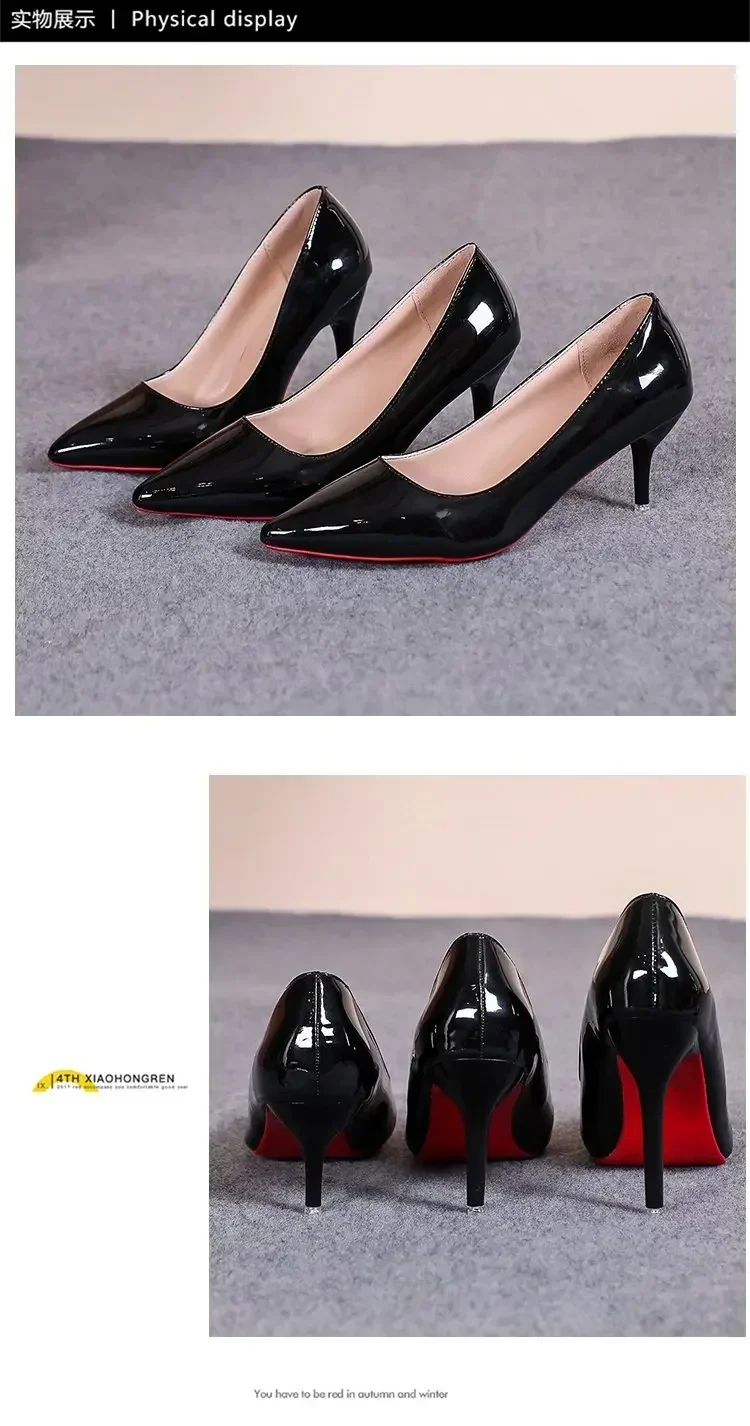 Sexy Spitze Lackleder High Heels Elegante Damen-Stilettos für Partys Klassische Schwarze Pumps für Beruf und Freizeit – Detail 24