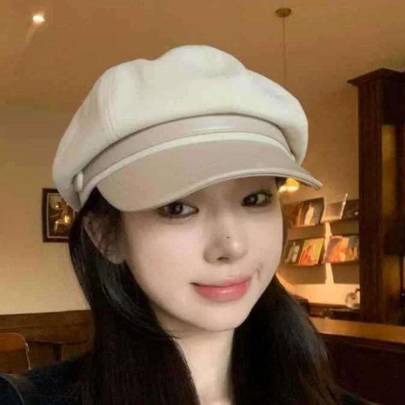 Autumn and winter beret, retro painter's hat, Xiaoyun octagonal hat, trendy and versatile, large head circumference