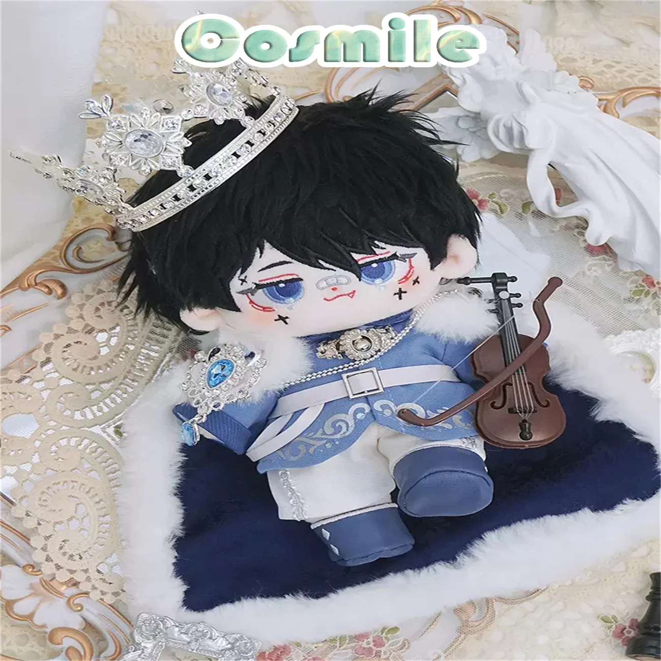 European Royal Prince Knight King Coronation Crown Blue Costume Stuffed Plushie 20cm 30cm Doll Only Clothes Chidong KN Jun