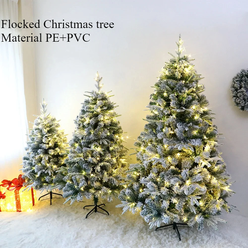 

Flocking Christmas Tree PE+PVC Christmas Atmosphere Home Decoration Products Mixed Spray Light Snow 120cm-240cm Christmas Tree