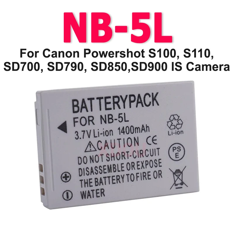 NB-5L NB-5LH Battery 1400mAh Li-ion Rechargeable Battery For Canon Powershot S100, S110, SD700, SD790, SD850,SD900 IS Camera