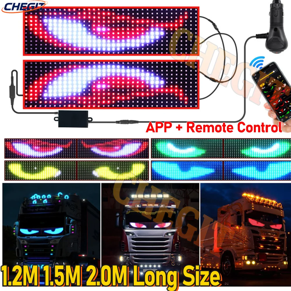 

2M Large Devil Eye Truck Car LED Pixel Panel Light APP Remote Control Soft Foldable Lighting Scrolling For Board Windshield