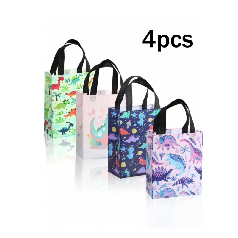 4 pz/set Cartoon Dinosaur Paper Gift Bag con manico Kid Birthday Favor confezione portatile Tote Bag Baby Shower Party Decoration