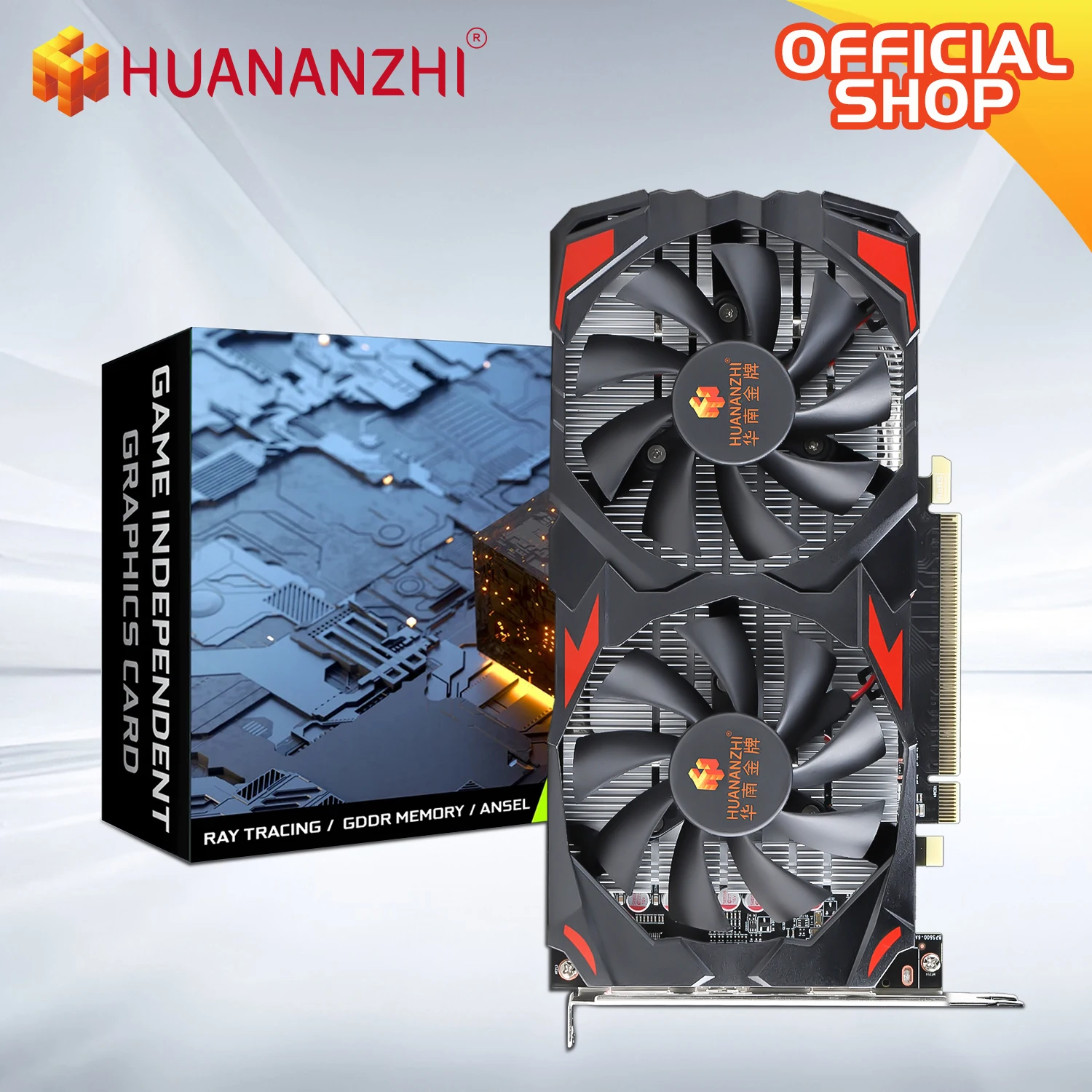 HUANANZHI RX 580 8G 2048SP بطاقات الرسومات 256Bit GDDR5 HDMI-متوافق مع DP DVI GPU RX580 8G بطاقة الفيديو