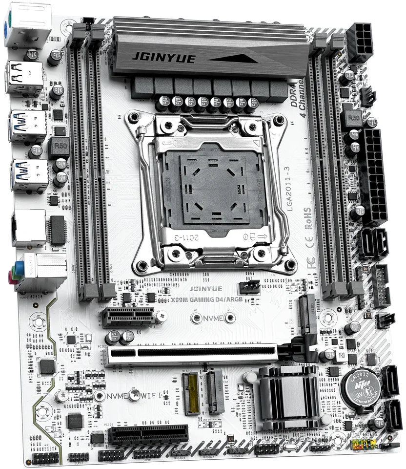 

JGINYUE X99 Motherboard LGA 2011-3 Xeon E5 V3/V4 CPU DDR4 Four Channels M.2 NVME SATA WIFI X99M GAMING D4/ARGB