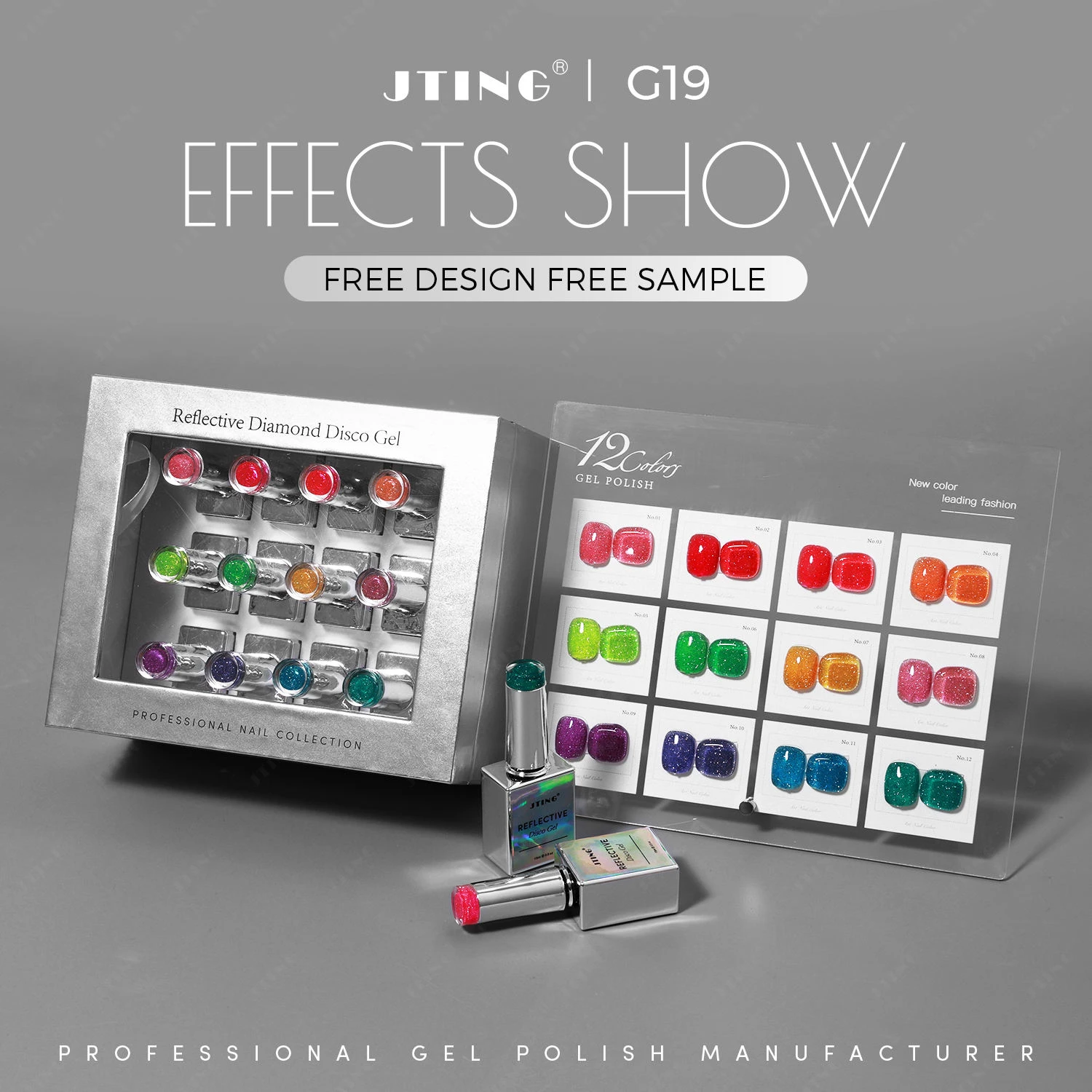 JTING 1個 15ml 12色 バーストフラッシング 超キラキラ ネオン 反射ジェルポリッシュセット スパークリーディスコダイヤモンドジェルネイルポリッシュ