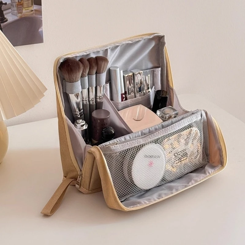 Borsa per cosmetici Borsa per organizer standable di grande capacità Borsa per il lavaggio multifunzionale portatile a strati zonati