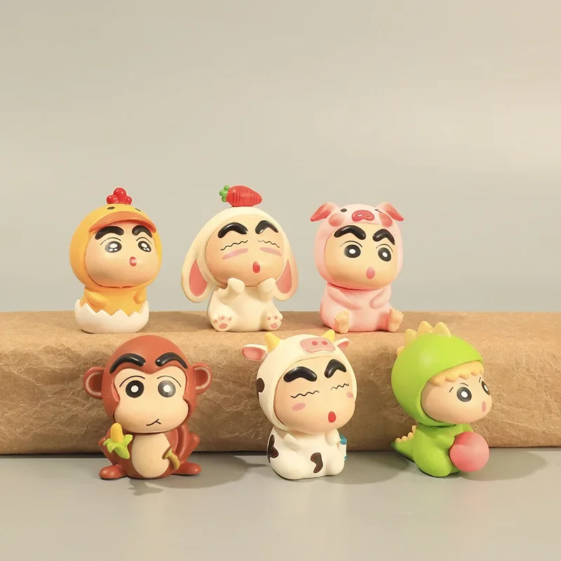 New Animal Dress Up Crayon Shin-chan Hand Animation Chicken Monkey Cow Pig Dinosaur Shinosuke Doll Decoration Toy