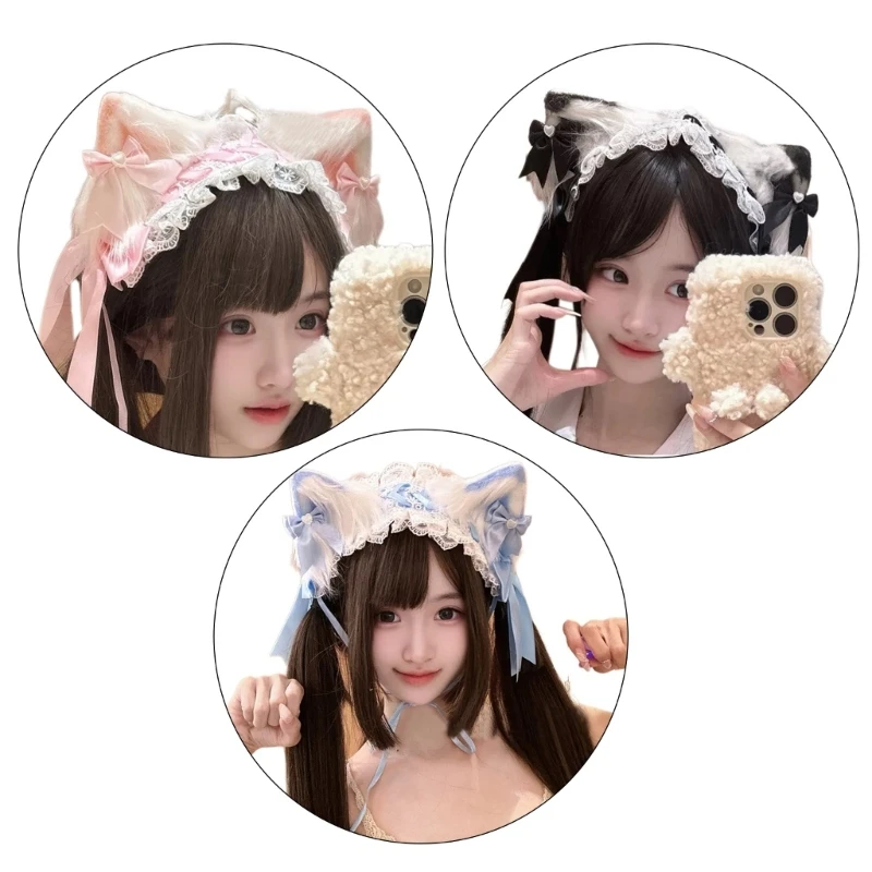 

Ear Headband Halloween Maid Hairhoop Roleplaying Dress Up Headpiece DXAA