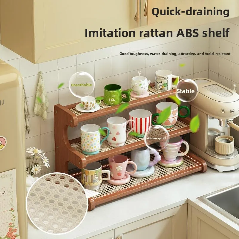 

Multi-Layer Acrylic ABS Plastic Cup Holder Kitchen Table Tea Cup Water Cup Drainage Placement Ra Middle-Aged Sle Organizer