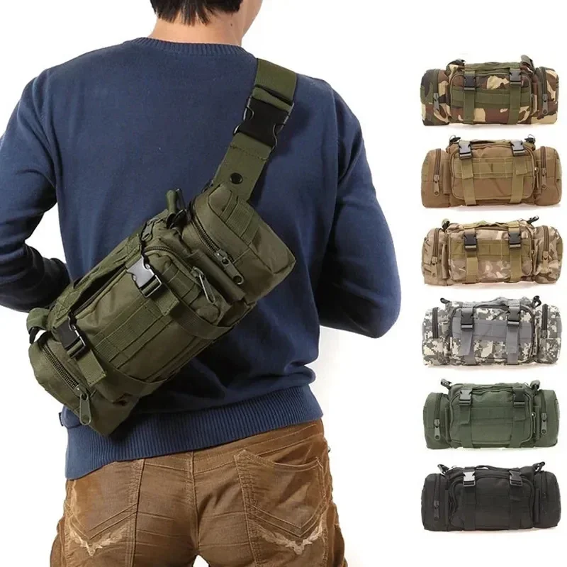 Men Tactical Belt Bag Waterproof Fanny Pack Outdoor Waist Pack Camping Hiking Pouch Waist Bag 3P Chest Bag Wallet