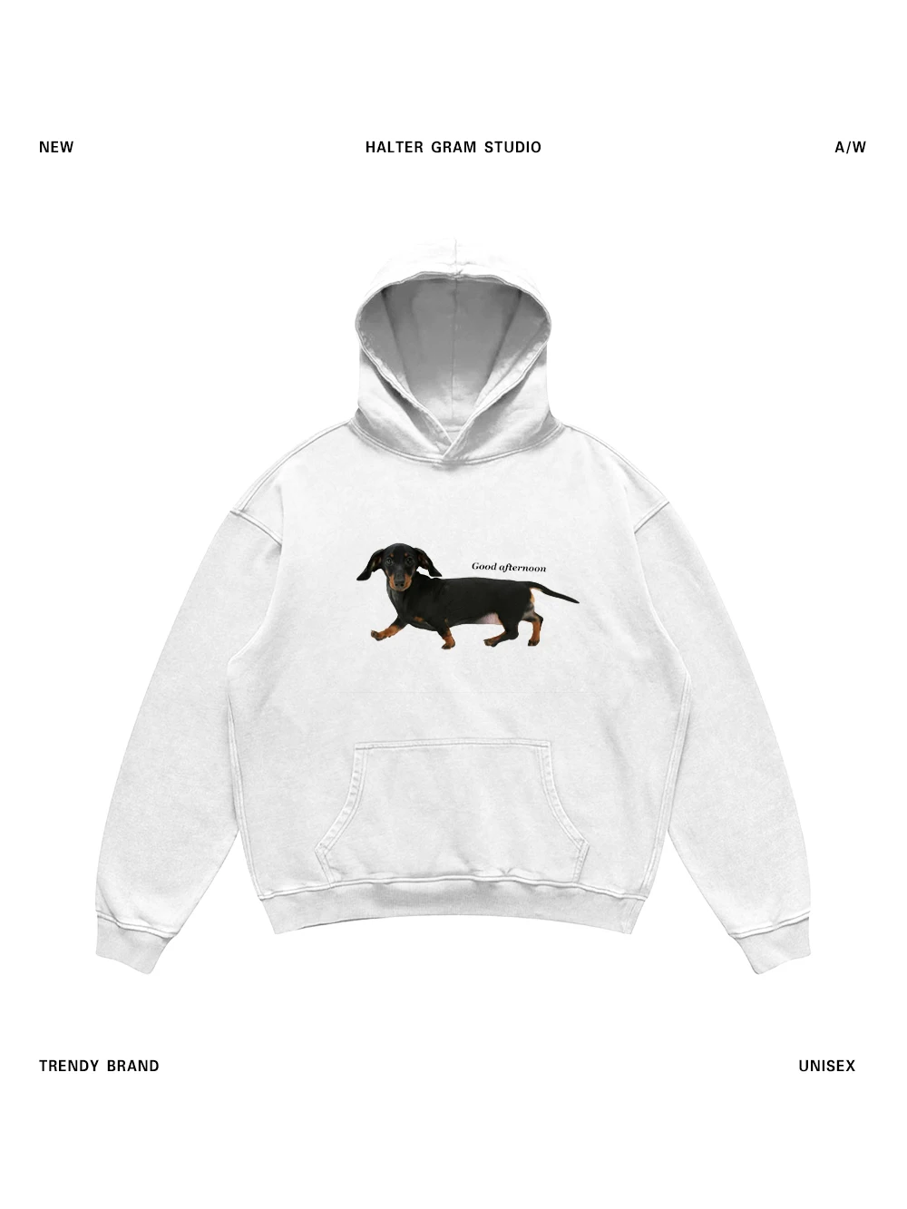 

Худи с принтом американской таксы, свободный крой, из хлопка, с длинными рукавами, осенне-зимний, новый стиль, повседневная уличная одежда