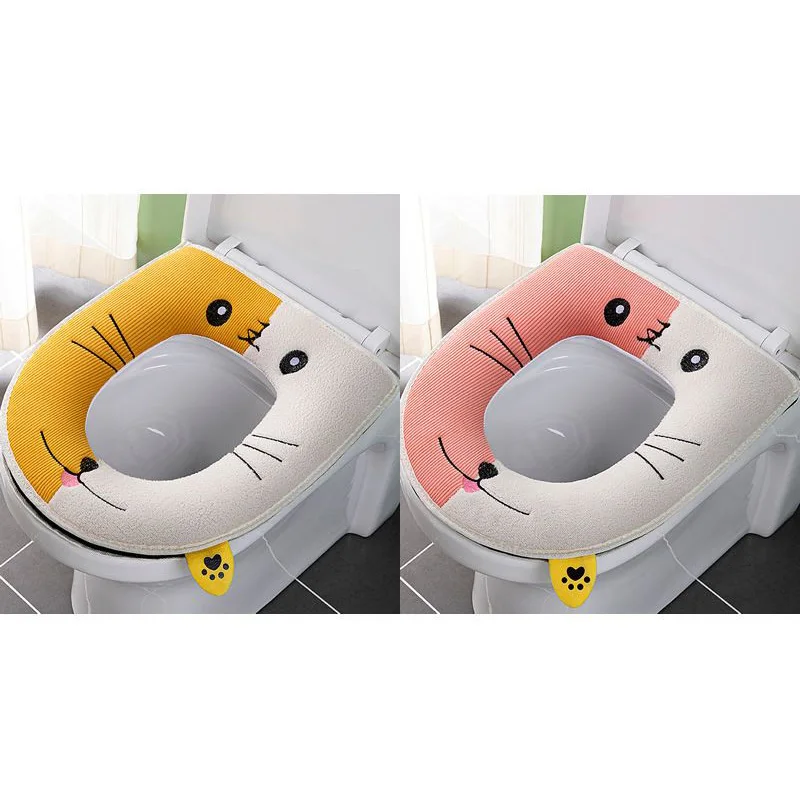 Four Seasons Comfortable Toilet Seat Cushion High Quality Home Skin-friendly Toilet Cover Cartoon Zipper Waterproof Toilet Cover