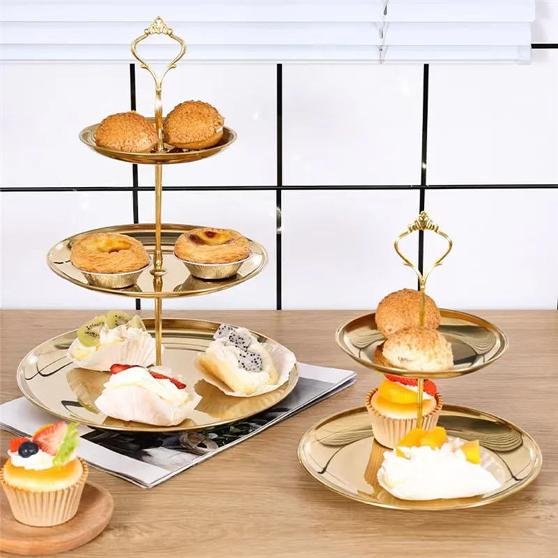 

BOFO Stainless Steel Multi-Layer Tray Dessert Plate Fruit Plate Snack Plate Display Plate Cupcake Rack
