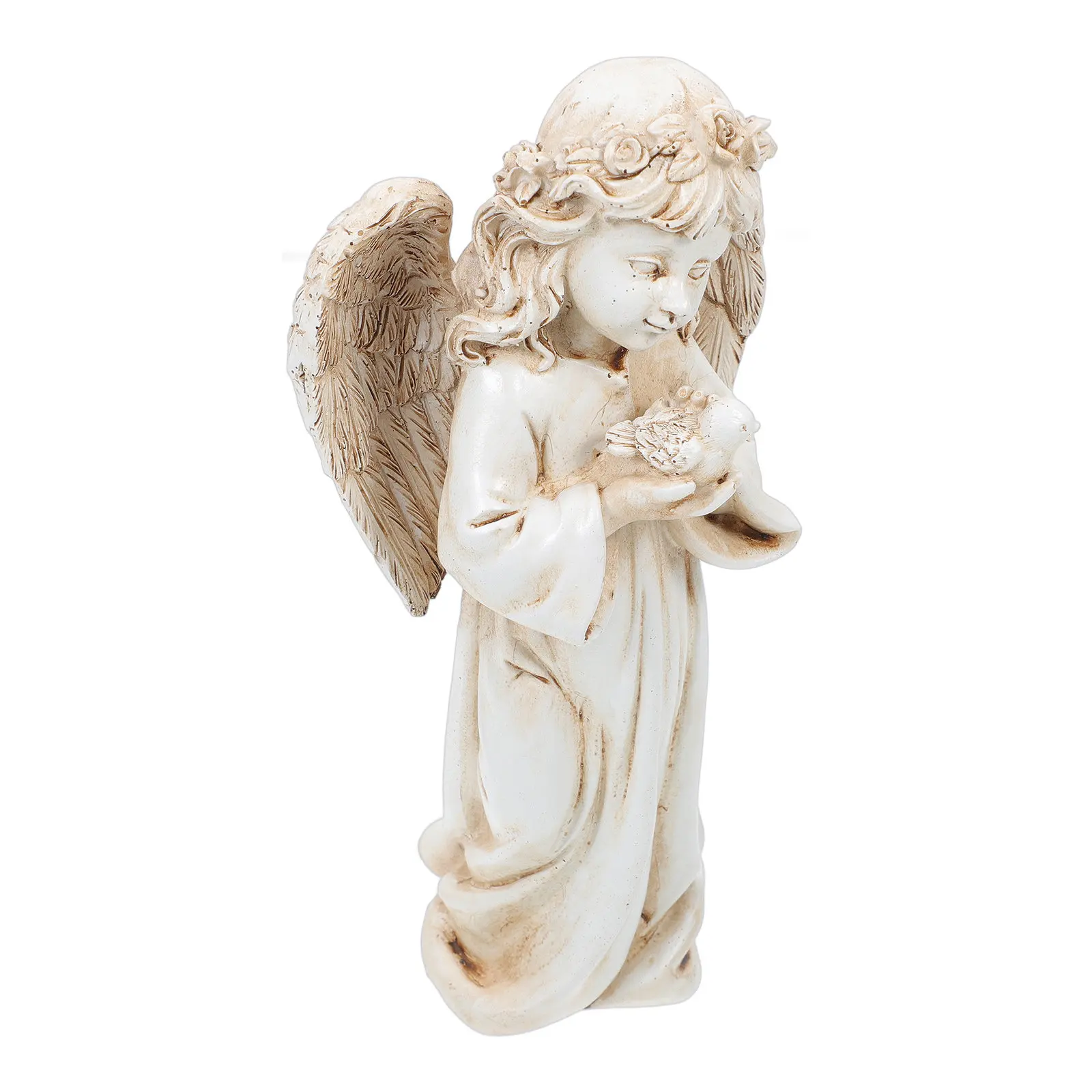 Vintage Resin Angel Sculpture for Home Garden Decor – Retro Tabletop & Bookshelf Statue