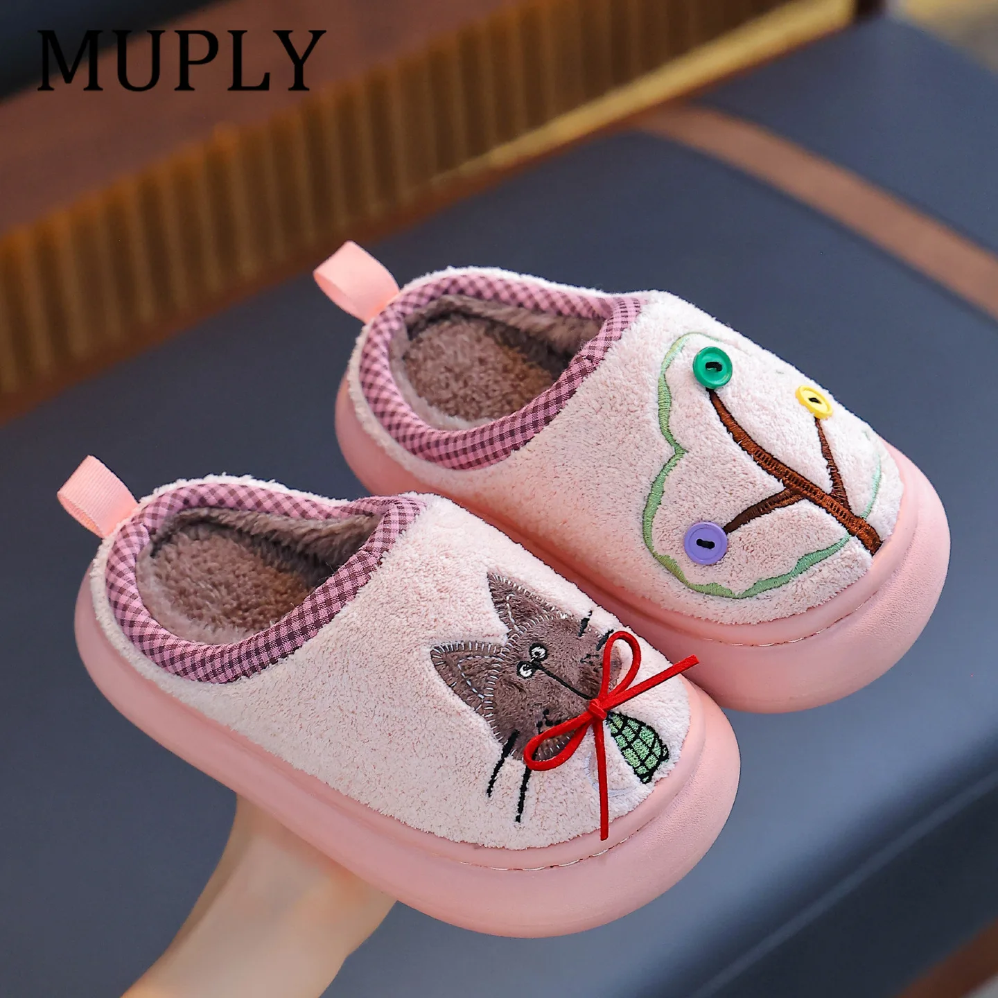 Kids Slippers Winter Warm Home Shoes Girls Fall and Winter Cotton Slippers Warm Thick Shoes Cute Cartoon Non Slip Baby Slippers