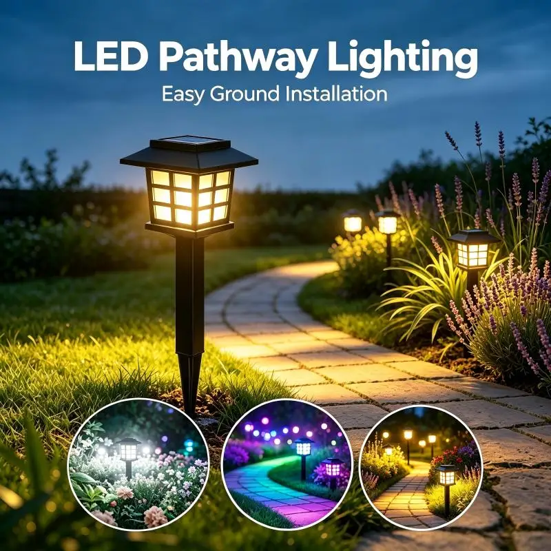 Solar Pathway Lights Outdoor Garden Lantern Decorative Solar Powered Landscape Light for Yard Lawn Walkway Driveway 15 inch