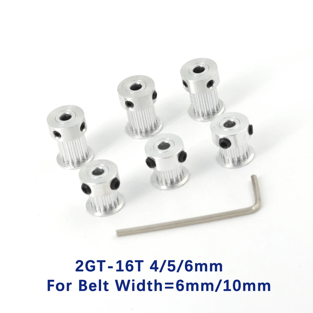 

5pcs 16 teeth 2GT Timing Pulley Bore 4/5/6mm for GT2 Open Synchronous belt width 6mm/10mm small backlash 16Teeth 16T