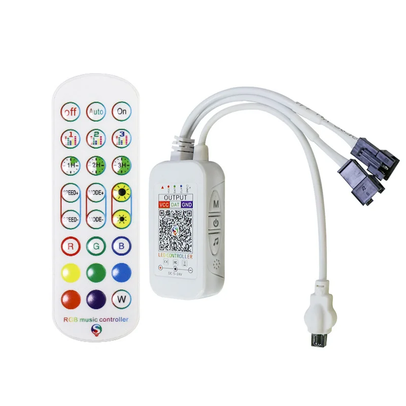 Bluetooth RGBIC LED Strip Controller Dreamcolor LED Strip Dimmer with 24 Key IR Remote Control 3pin Smart Pixel Controller