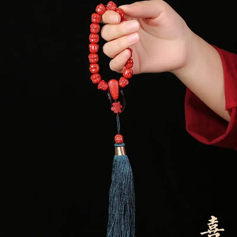 

Original High-Content Emperor Cinnabar Maitreya Buddha Head Handmade Custom Buddha Beads Hand-Held Rope Men and Women Same Style