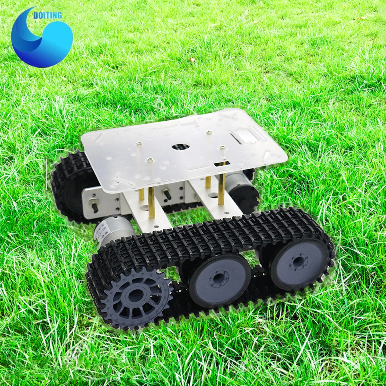 RC Metall Roboter Tank Chassis Mini TP100 Crawler Caterpillar Kettenfahrzeug mit Kunststoffschiene für Arduino DIY Lernset