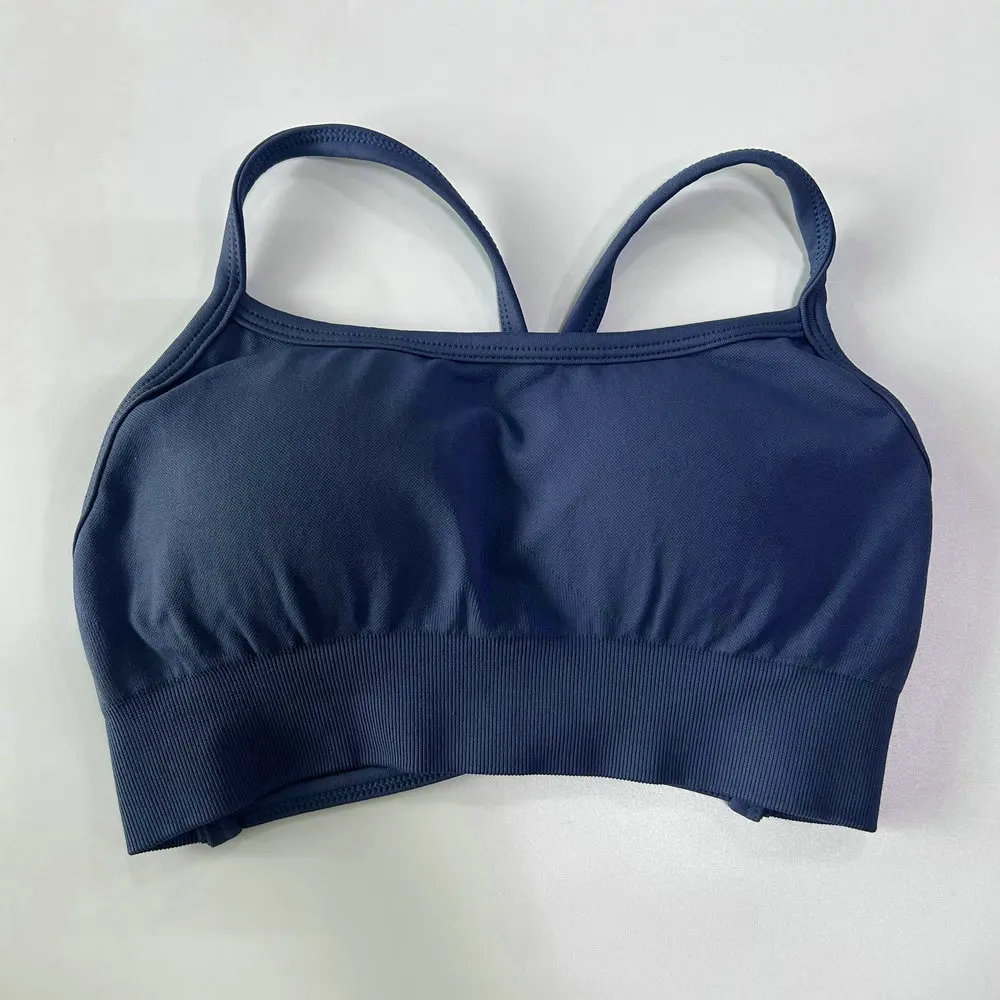 Pericic Damen Nahtloser Yoga-BH Rückenfreier Sport-BH Gepolstertes Sexy Top Kreuzrücken Gym Crop Top Fitness Sportunterwäsche – Detail 4
